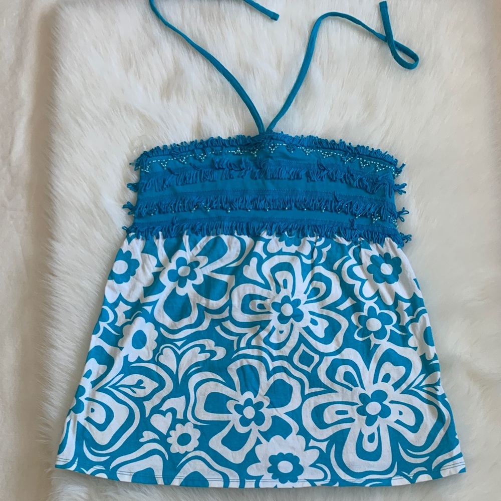 Justice Blue and White Floral Camisole